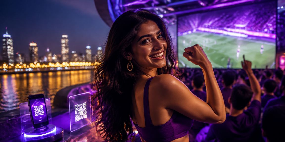 Bright neon themed promotion banner for cricket bets in India
