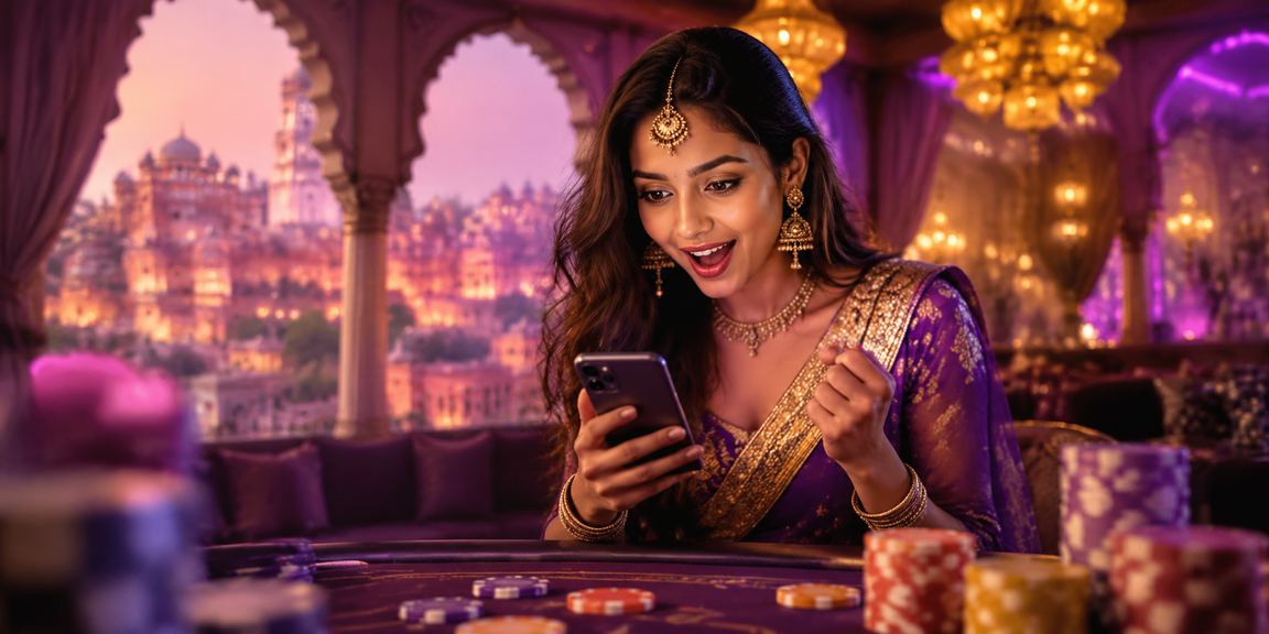 Joyful Indian woman enjoying red envelope festive bonuses